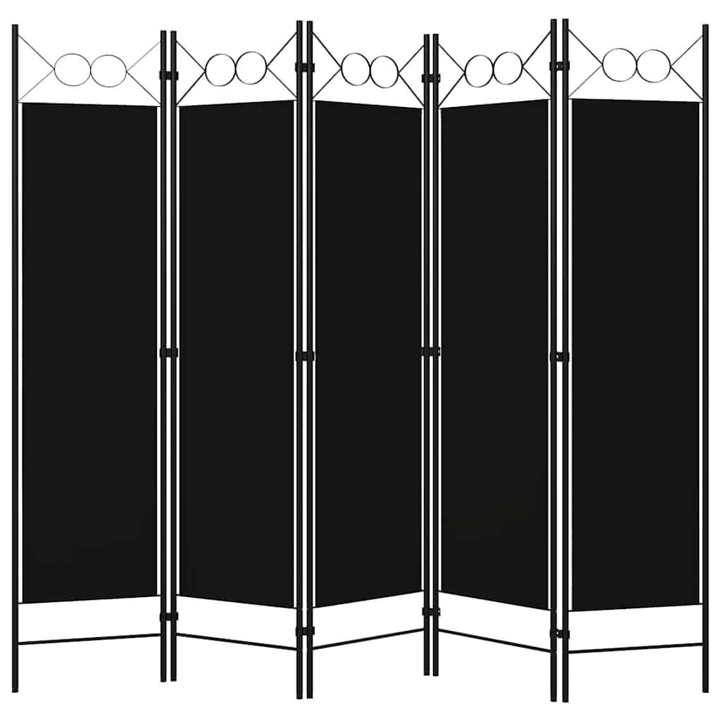 Romdeler 5 paneler svart 200x180 cm