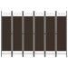Romdeler med 6 paneler brun 240x180 cm vidaXL