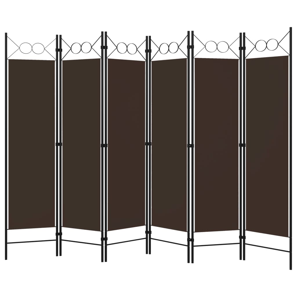 Romdeler med 6 paneler brun 240x180 cm vidaXL