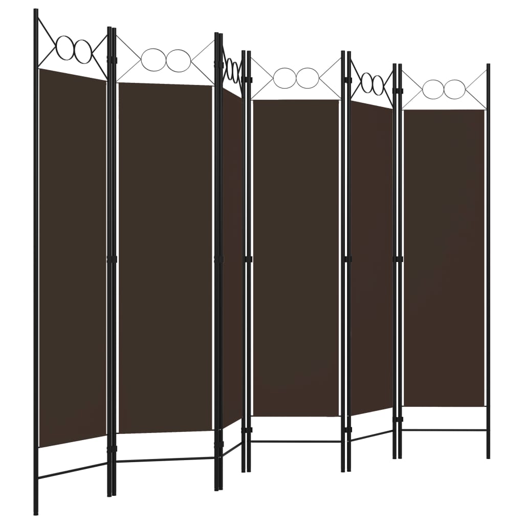 Romdeler med 6 paneler brun 240x180 cm vidaXL