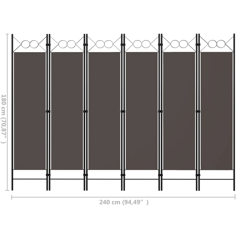 Romdeler med 6 paneler antrasitt 240x180 cm