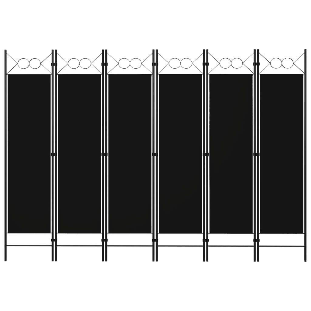 Romdeler med 6 paneler svart 240x180 cm