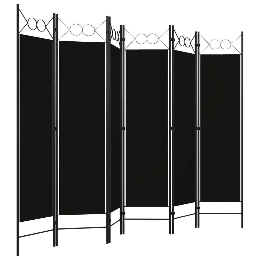 Romdeler med 6 paneler svart 240x180 cm