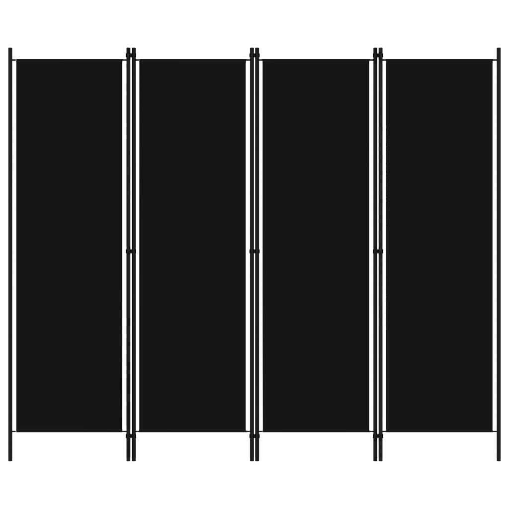 Romdeler 4 paneler svart 200x180 cm