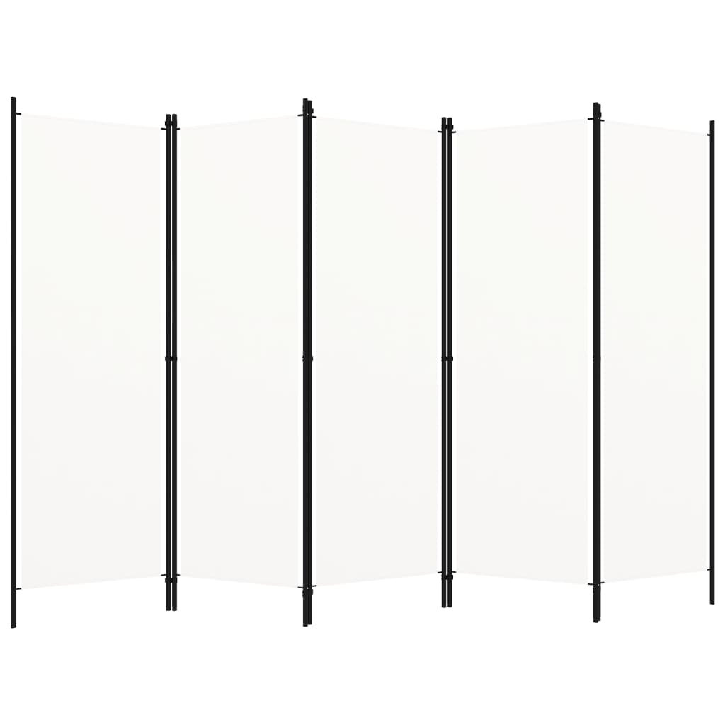 Romdeler med 5 paneler hvit 250x180 cm