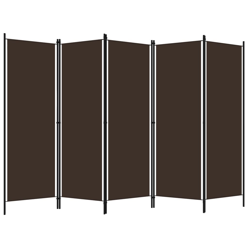 Romdeler med 5 paneler brun 250x180 cm