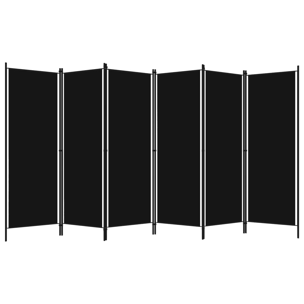 Romdeler med 6 paneler svart 300x180 cm