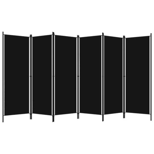 Romdeler med 6 paneler svart 300x180 cm