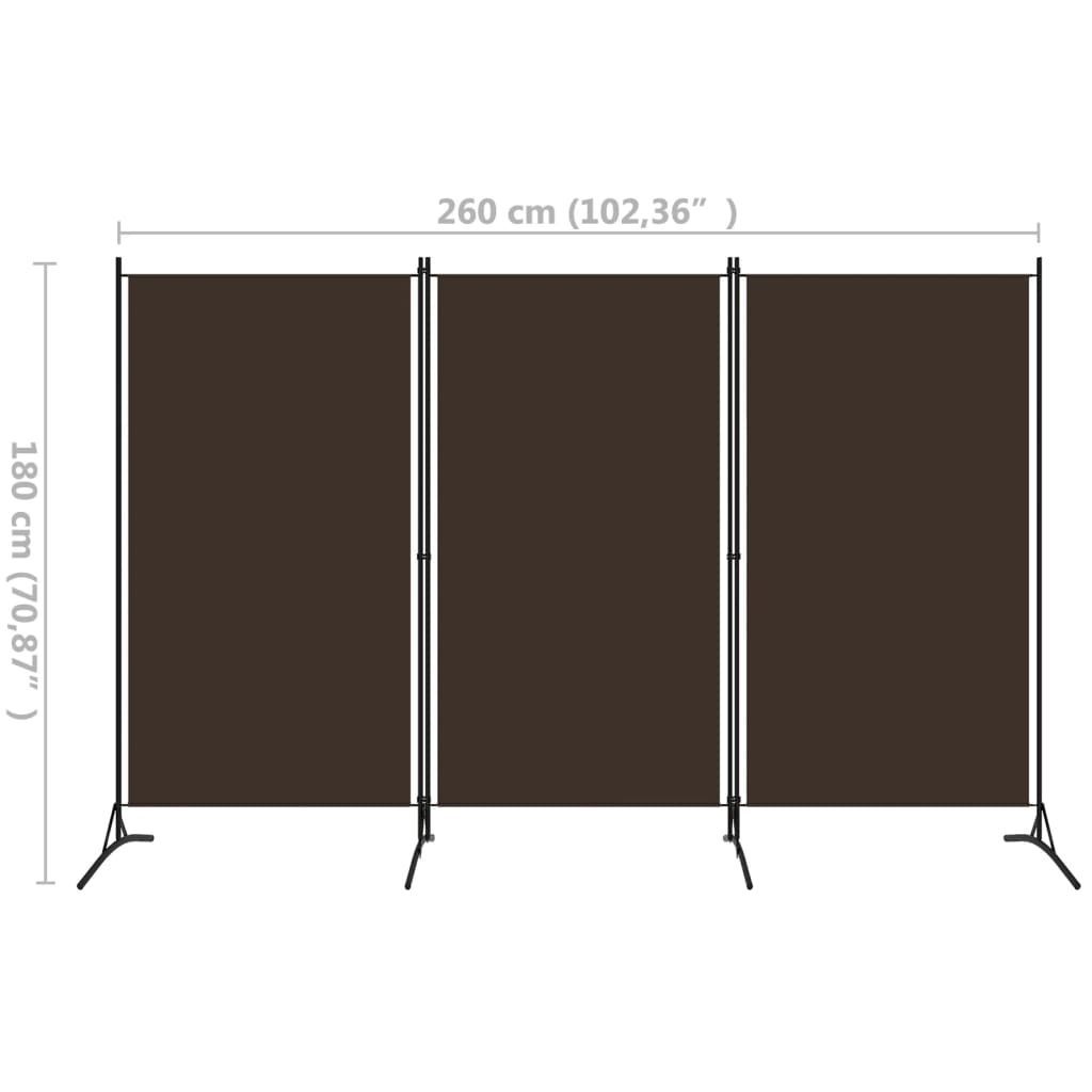 Romdeler 3 paneler brun 260x180 cm