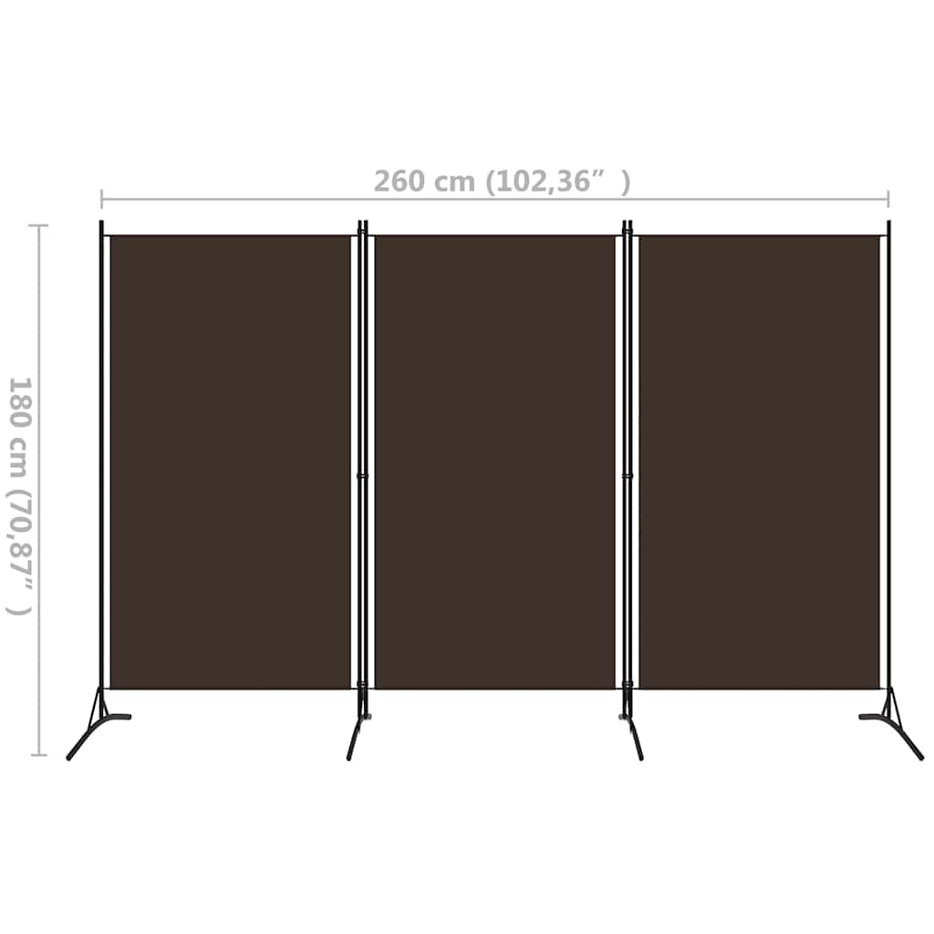 Romdeler 3 paneler brun 260x180 cm