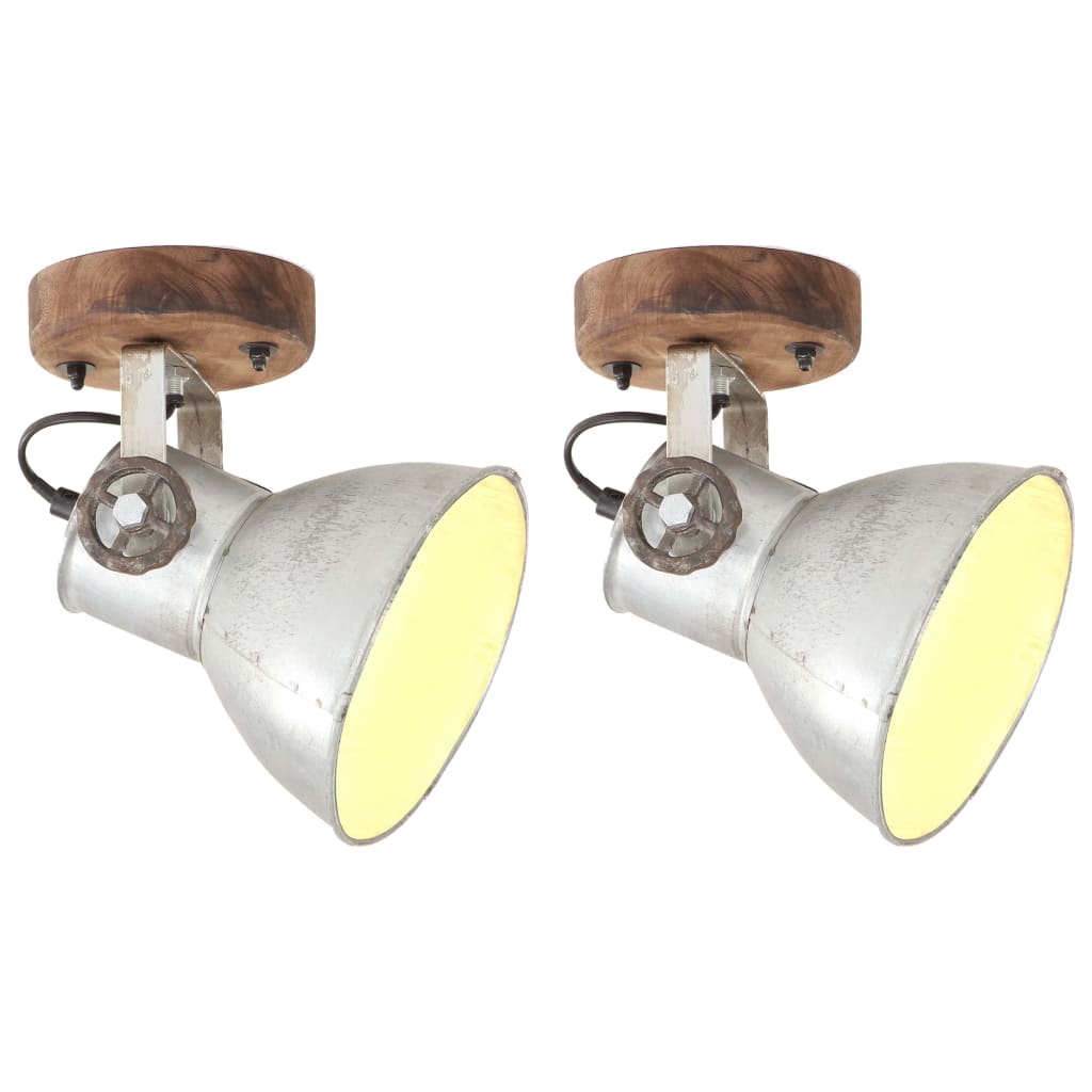 Industrielle vegg-/taklamper 2 stk sølv 20x25 cm E27
