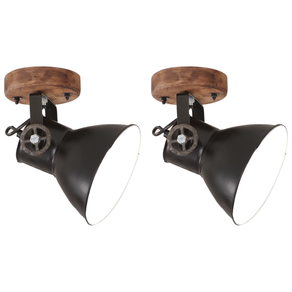 Industrielle vegg-/taklamper 2 stk svart 20x25 cm E27