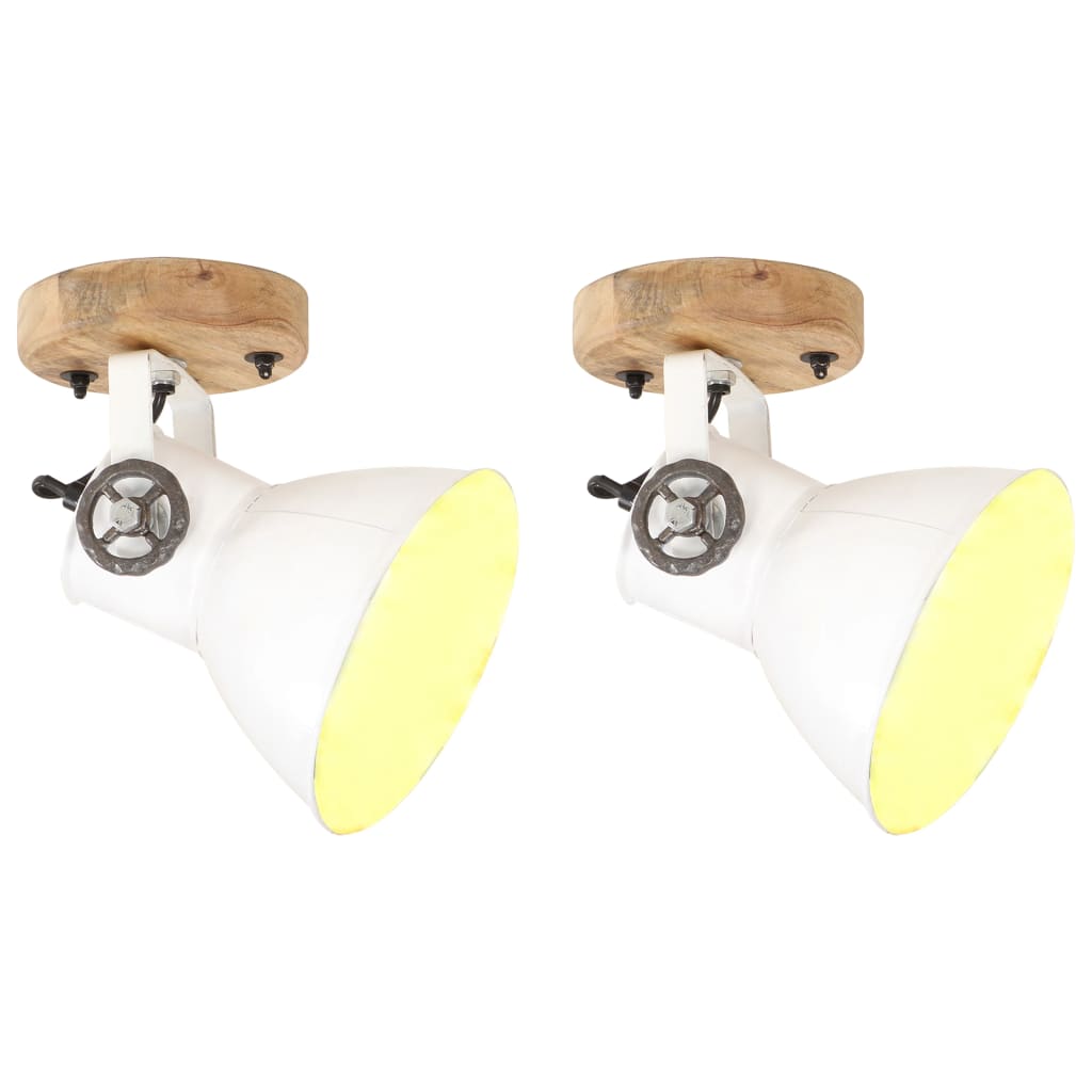 Industrielle vegg-/taklamper 2 stk hvit 20x25 cm E27