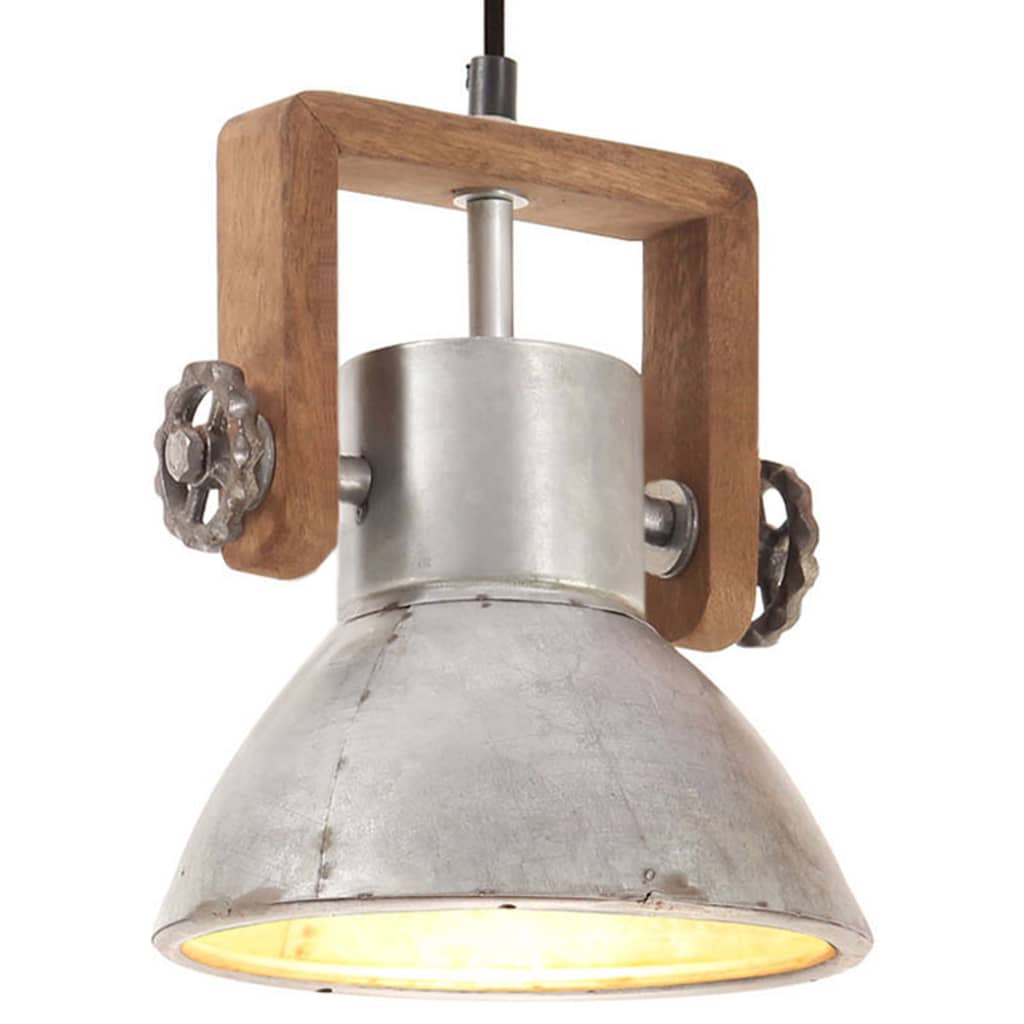 Industriell hengelampe 25 W sølv rund 19 cm E27