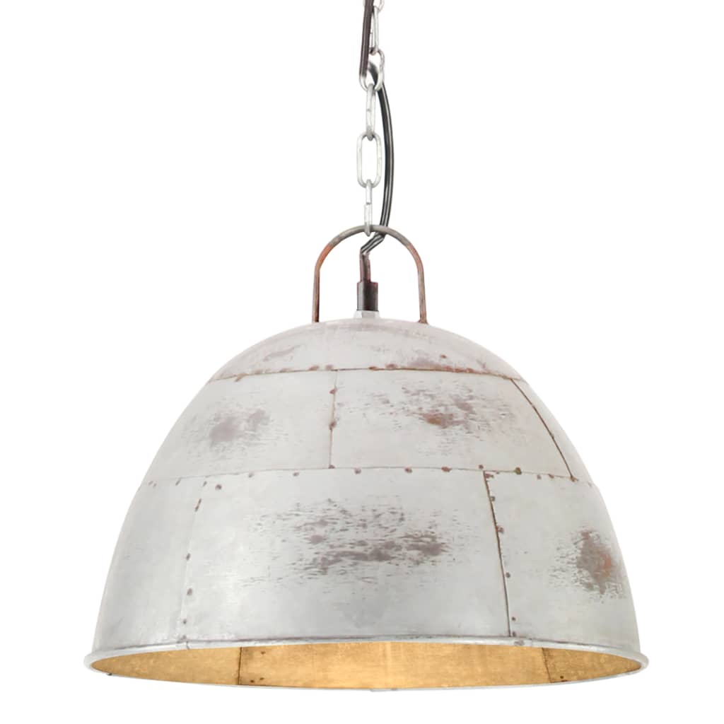 Industriell vintage hengelampe 25 W sølv rund 31 cm E27