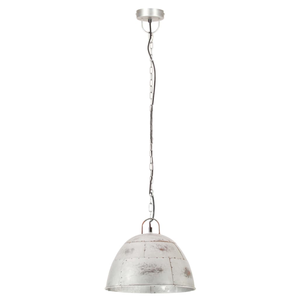 Industriell vintage hengelampe 25 W sølv rund 31 cm E27