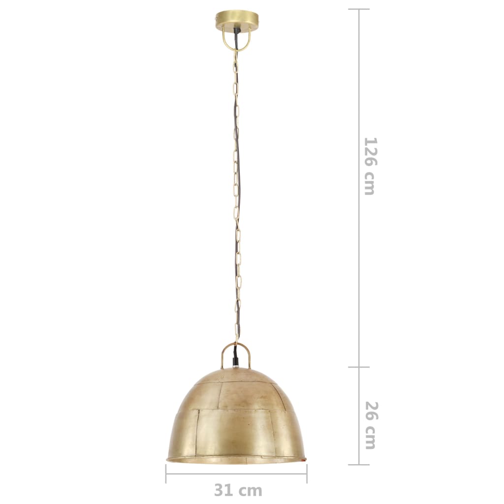 Industriell vintage hengelampe 25 W messing rund 31 cm E27