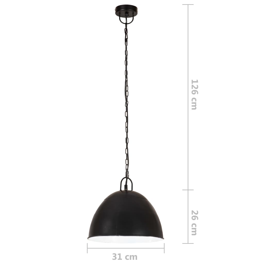 Industriell vintage hengelampe 25 W svart rund 31 cm E27