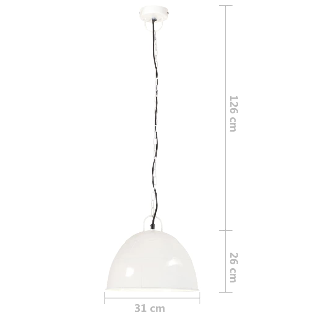 Industriell vintage hengelampe 25 W hvit rund 31 cm E27
