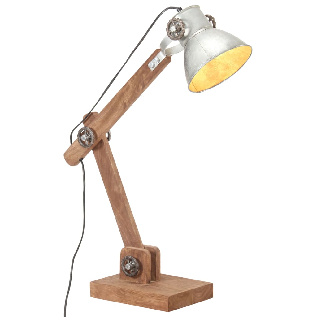 Industriell bordlampe sølv rund 58x18x90 cm E27