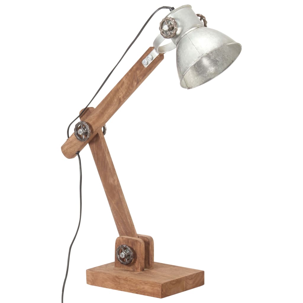 Industriell bordlampe sølv rund 58x18x90 cm E27