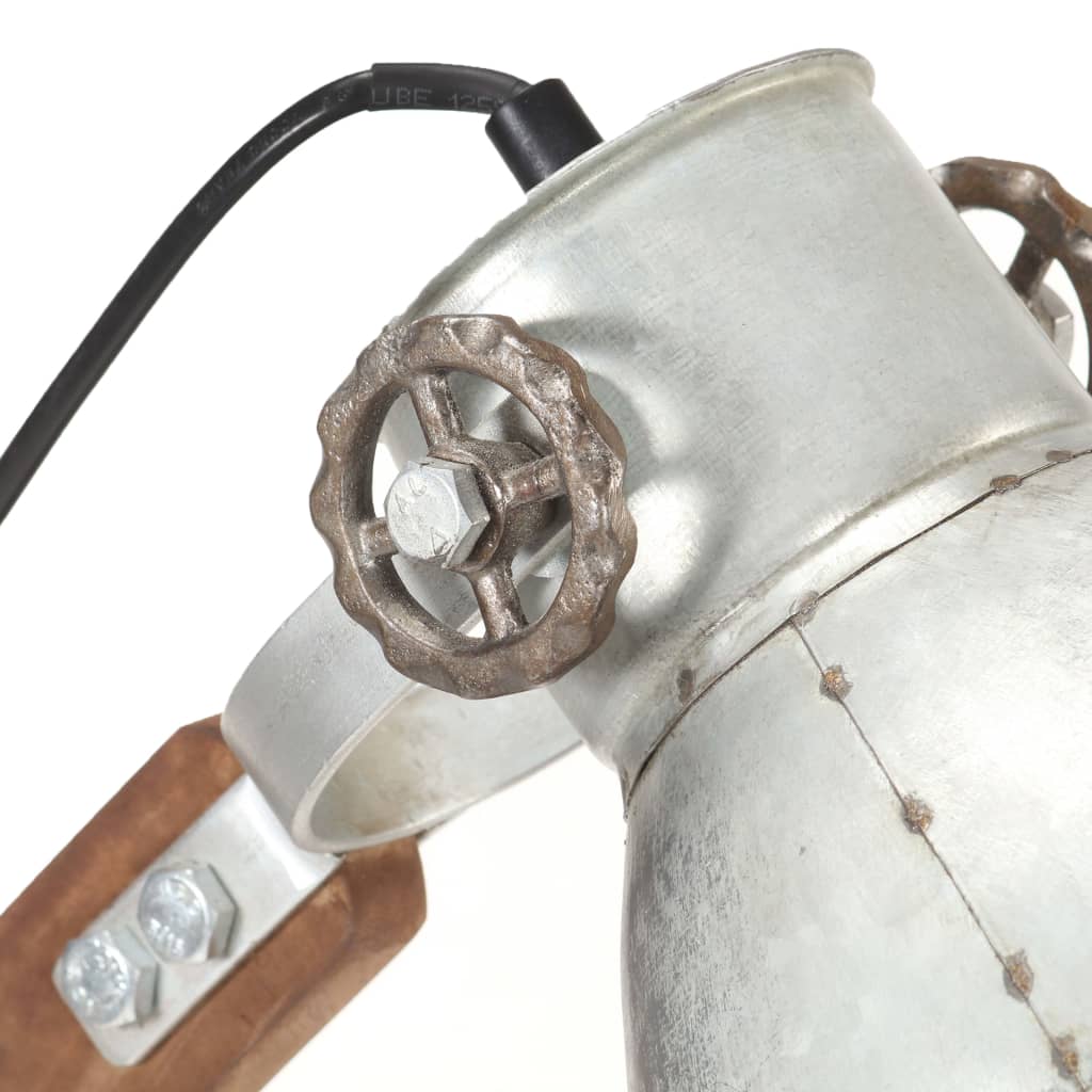 Industriell bordlampe sølv rund 58x18x90 cm E27