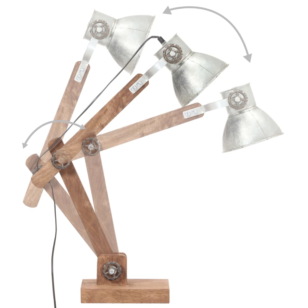 Industriell bordlampe sølv rund 58x18x90 cm E27
