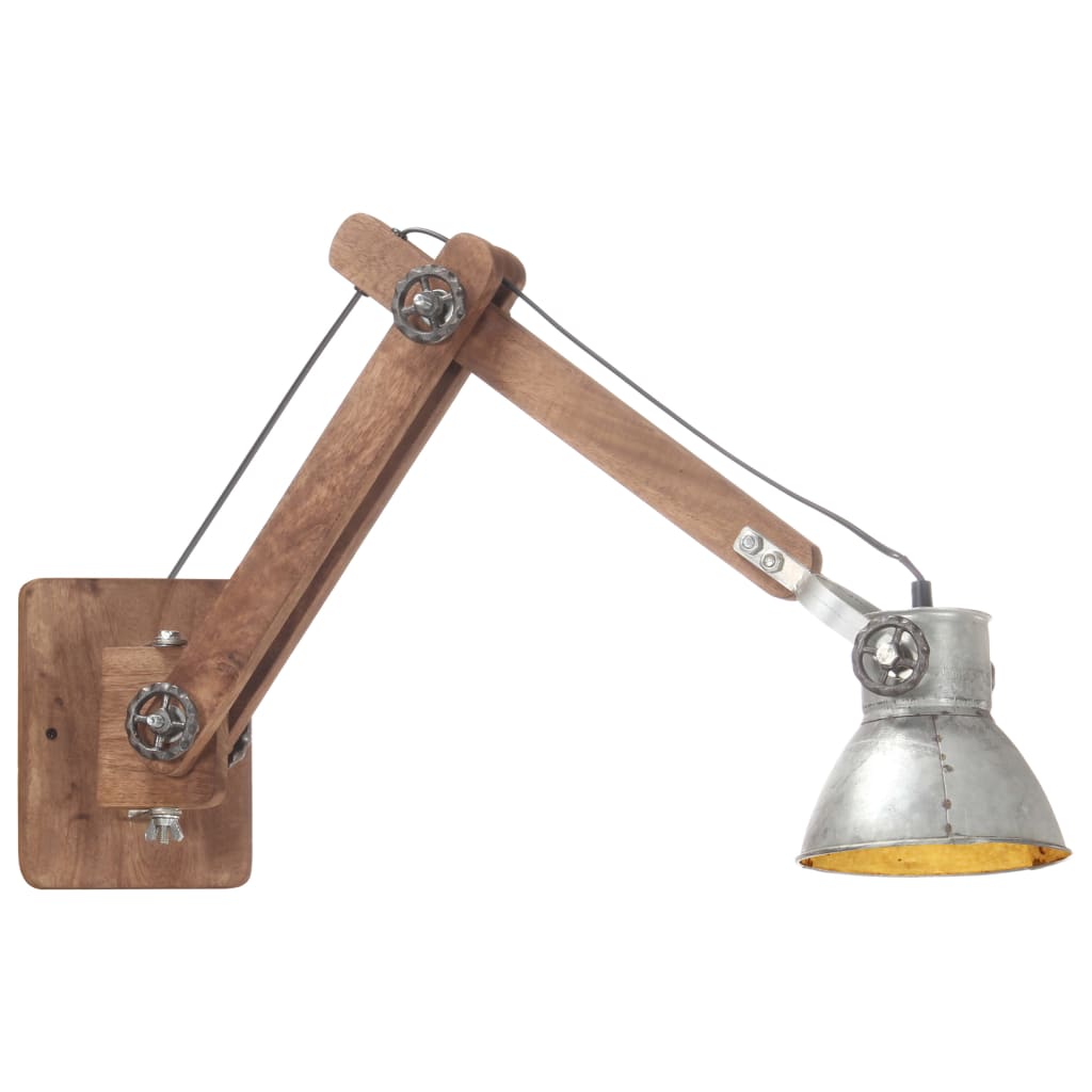 Vegglampe i industriell stil sølv rund E27