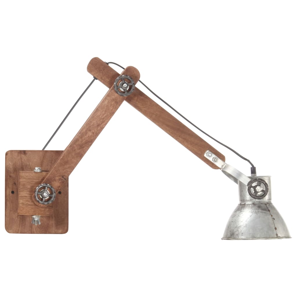 Vegglampe i industriell stil sølv rund E27