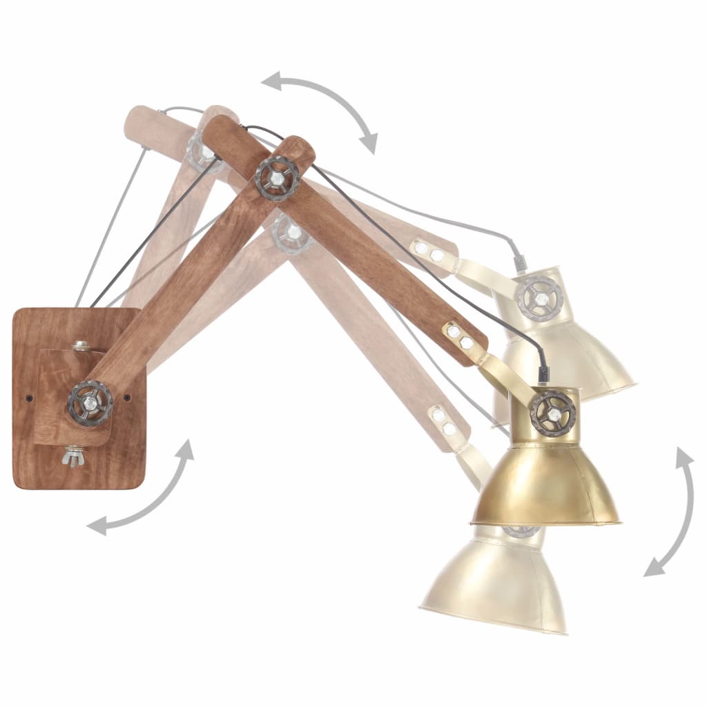 Vegglampe i industriell stil messing rund E27