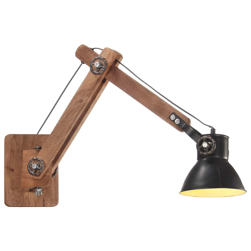 Vegglampe i industriell stil svart rund E27