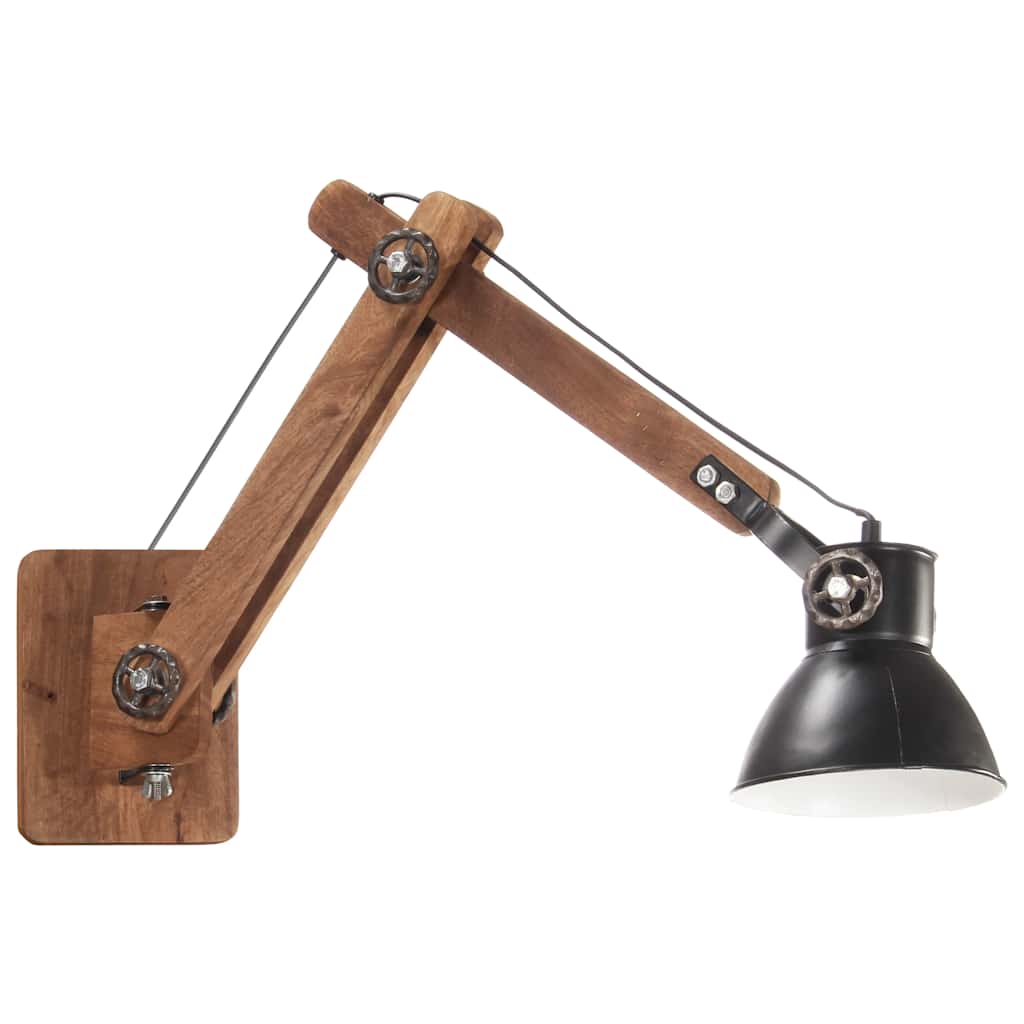 Vegglampe i industriell stil svart rund E27
