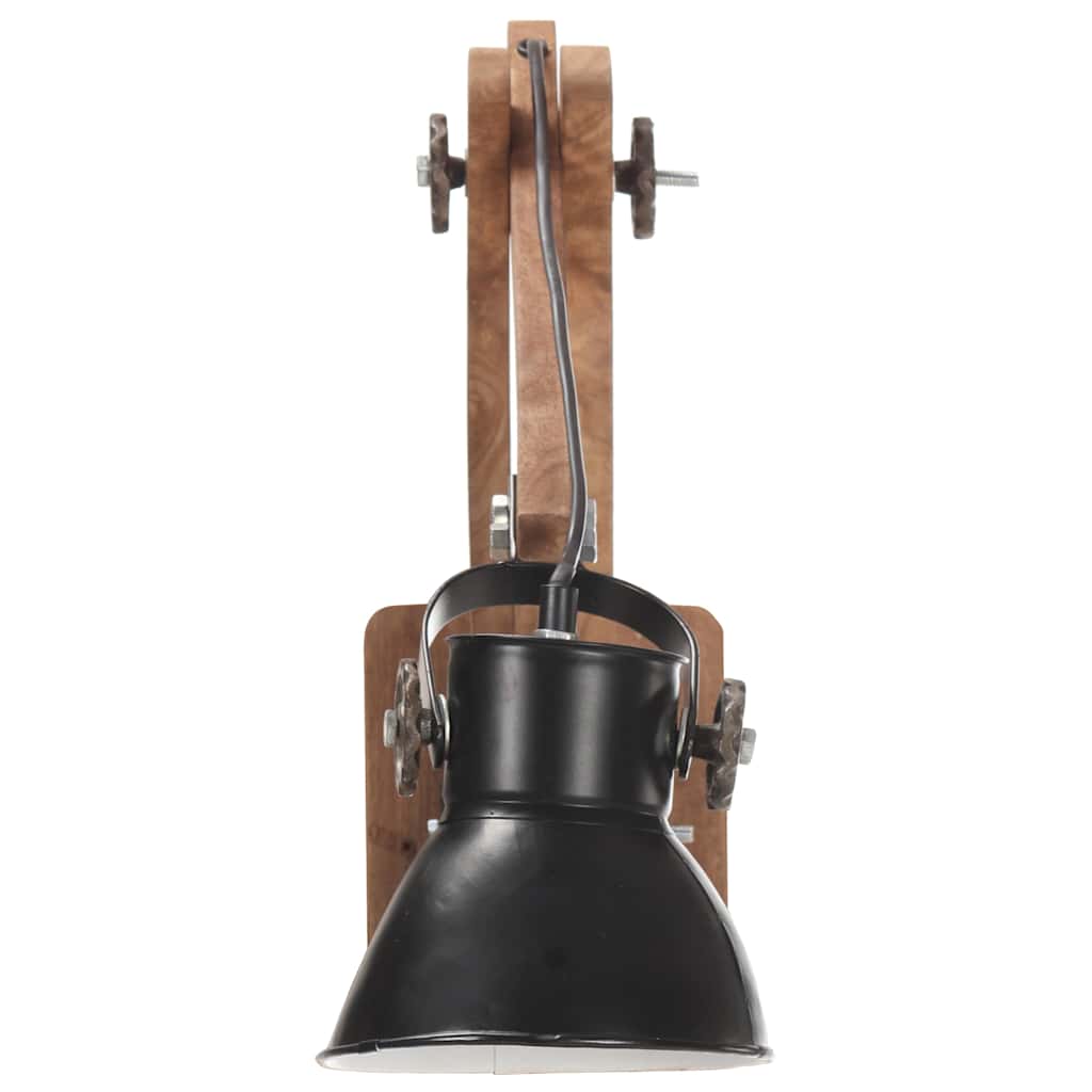 Vegglampe i industriell stil svart rund E27