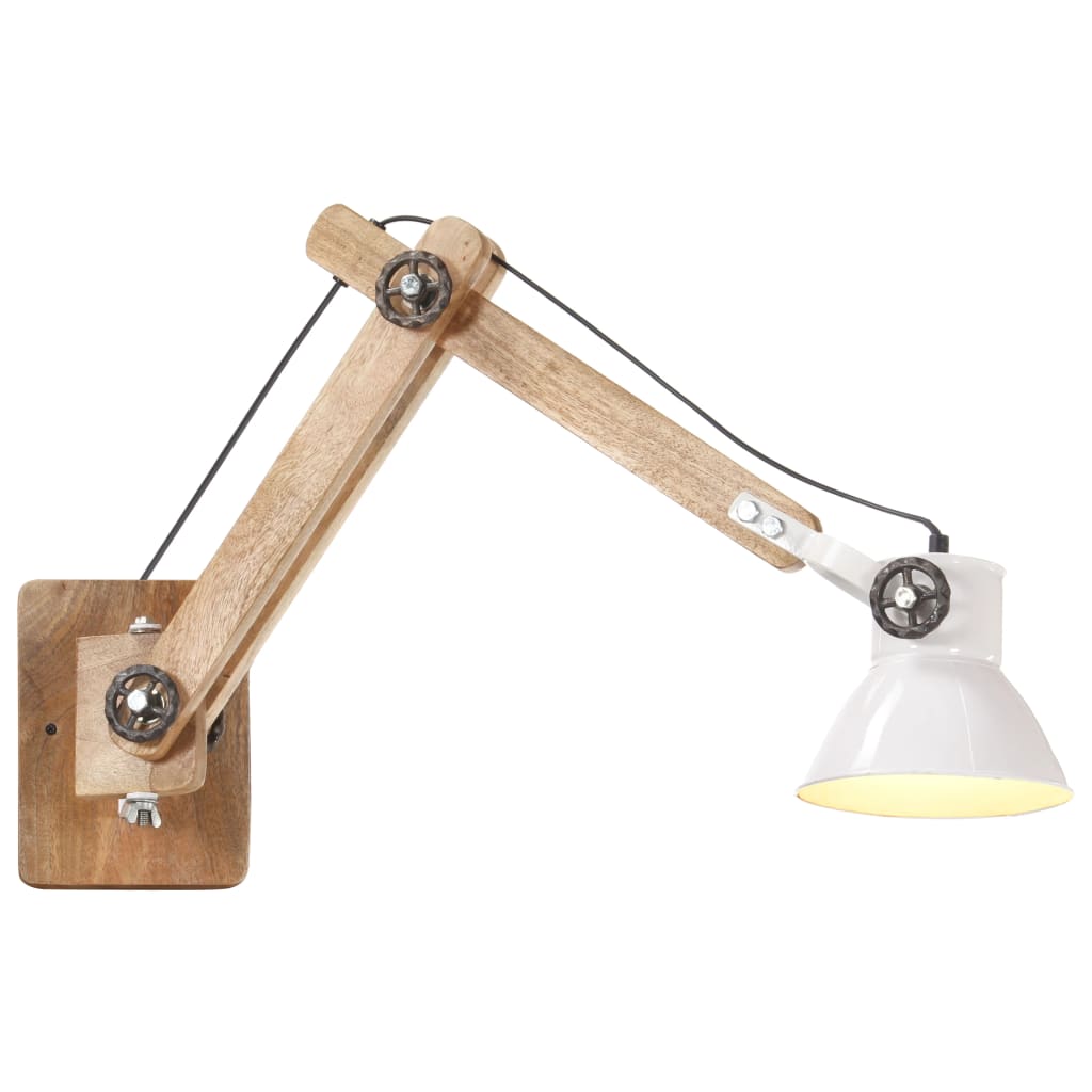 Vegglampe i industriell stil hvit rund E27
