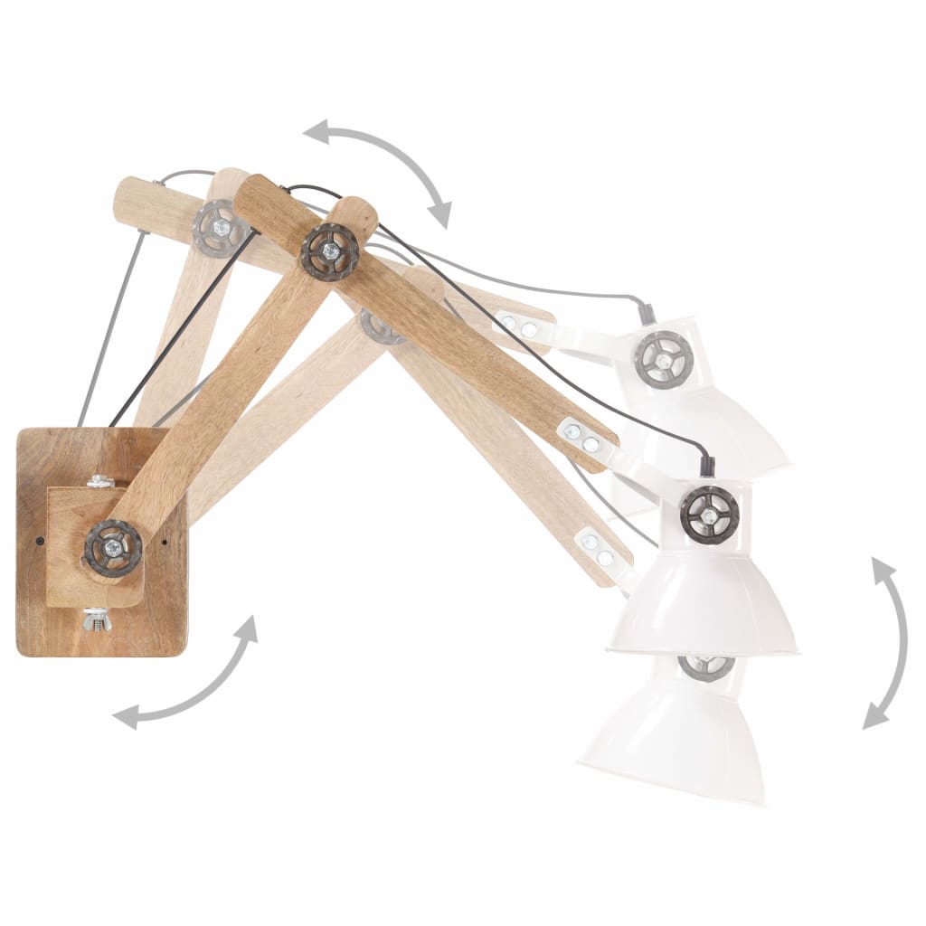 Vegglampe i industriell stil hvit rund E27