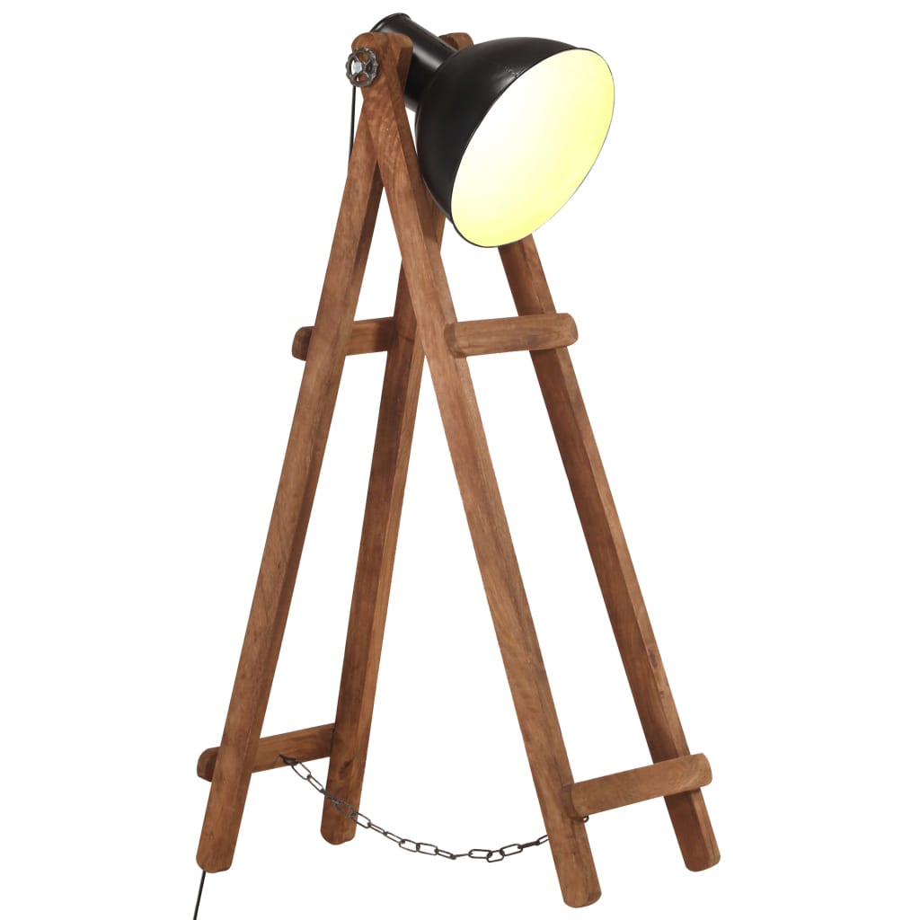 Gulvlampe svart E27 heltre mango