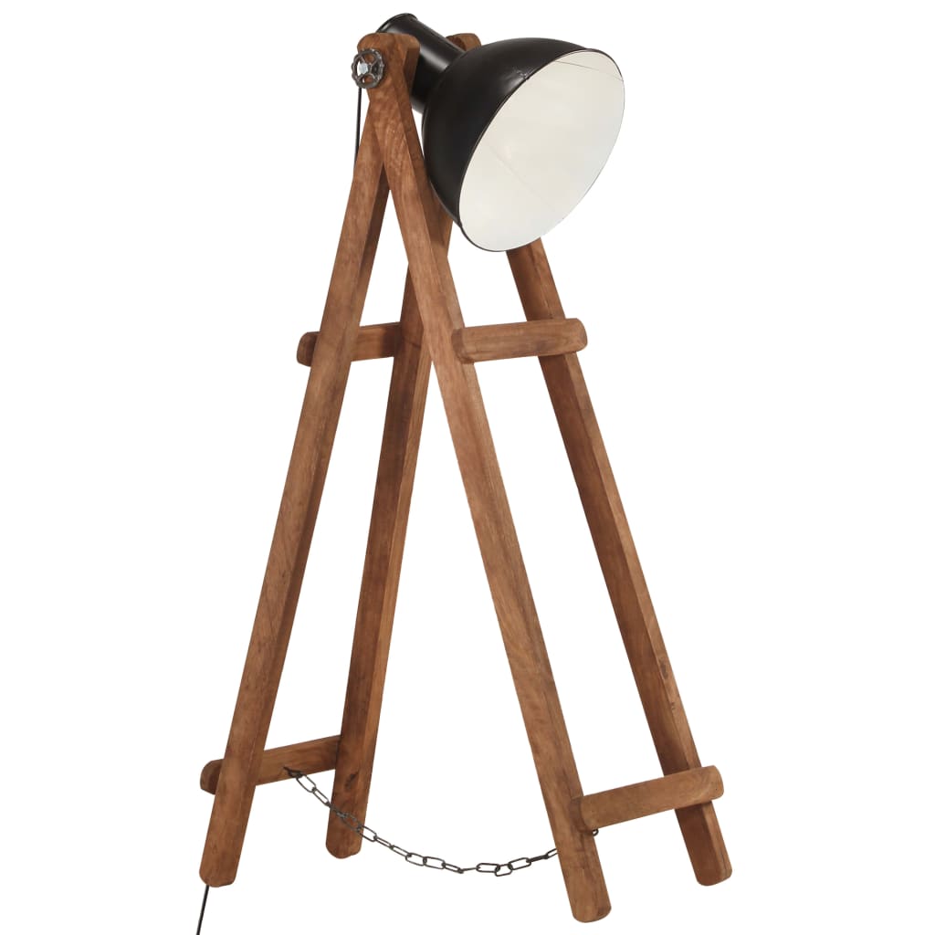 Gulvlampe svart E27 heltre mango