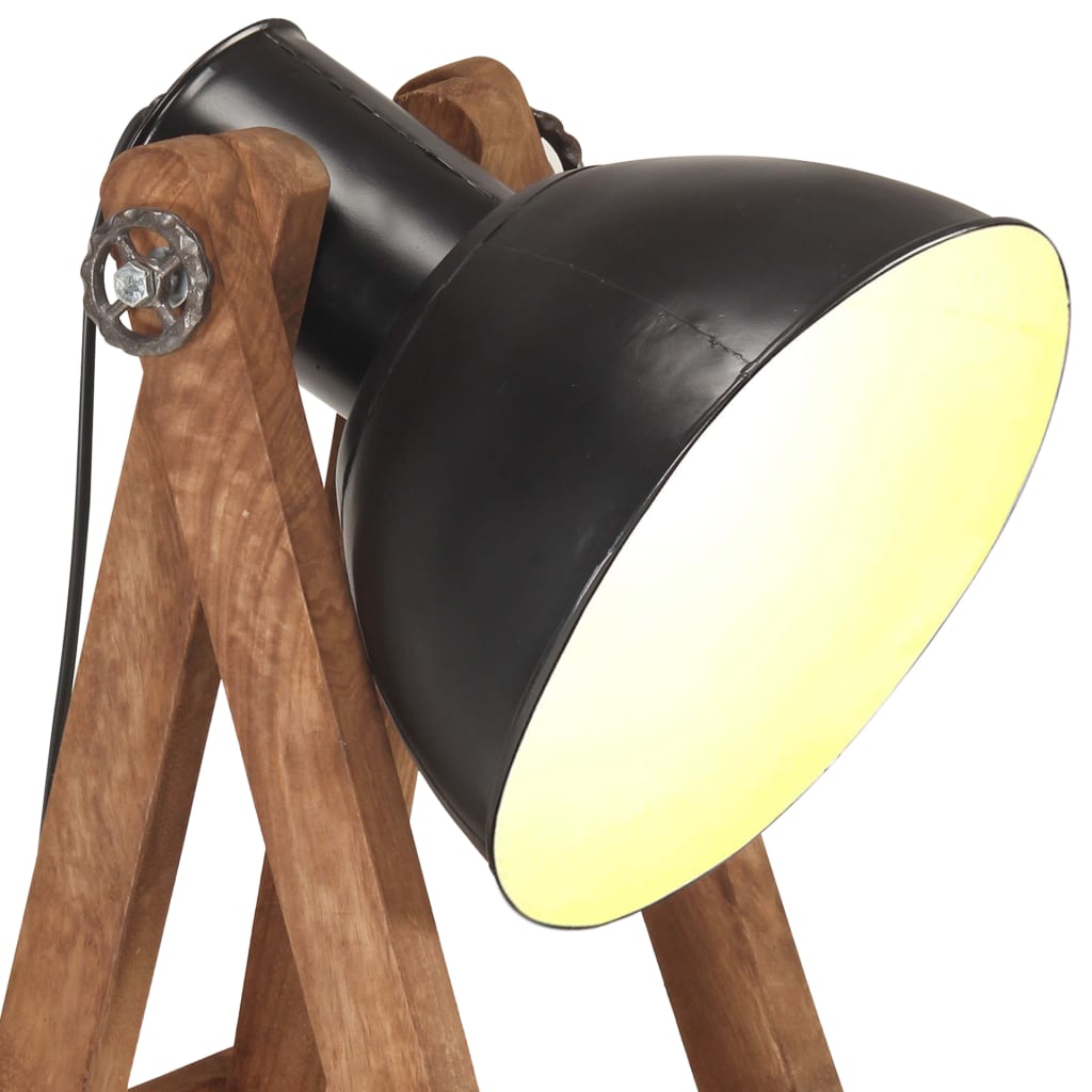 Gulvlampe svart E27 heltre mango