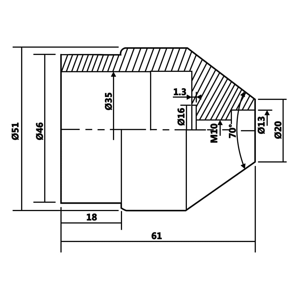 Roterende direkte senter MT2 20 til 51 mm