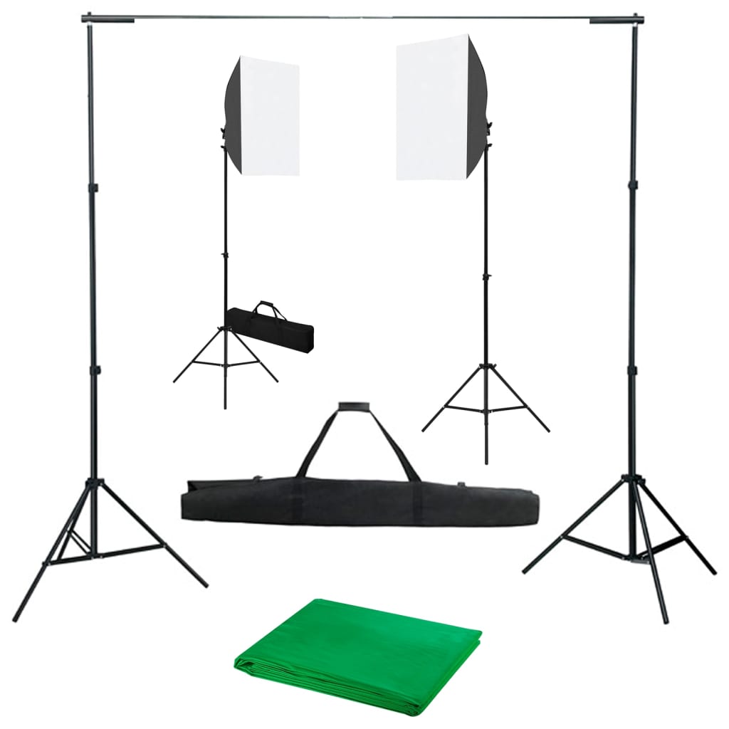 Fotostudiosett med softbokslys og bakgrunn