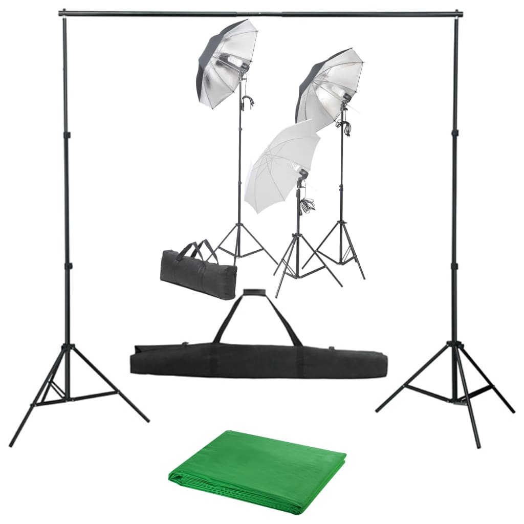Fotostudiosett med lyssett og bakgrunn