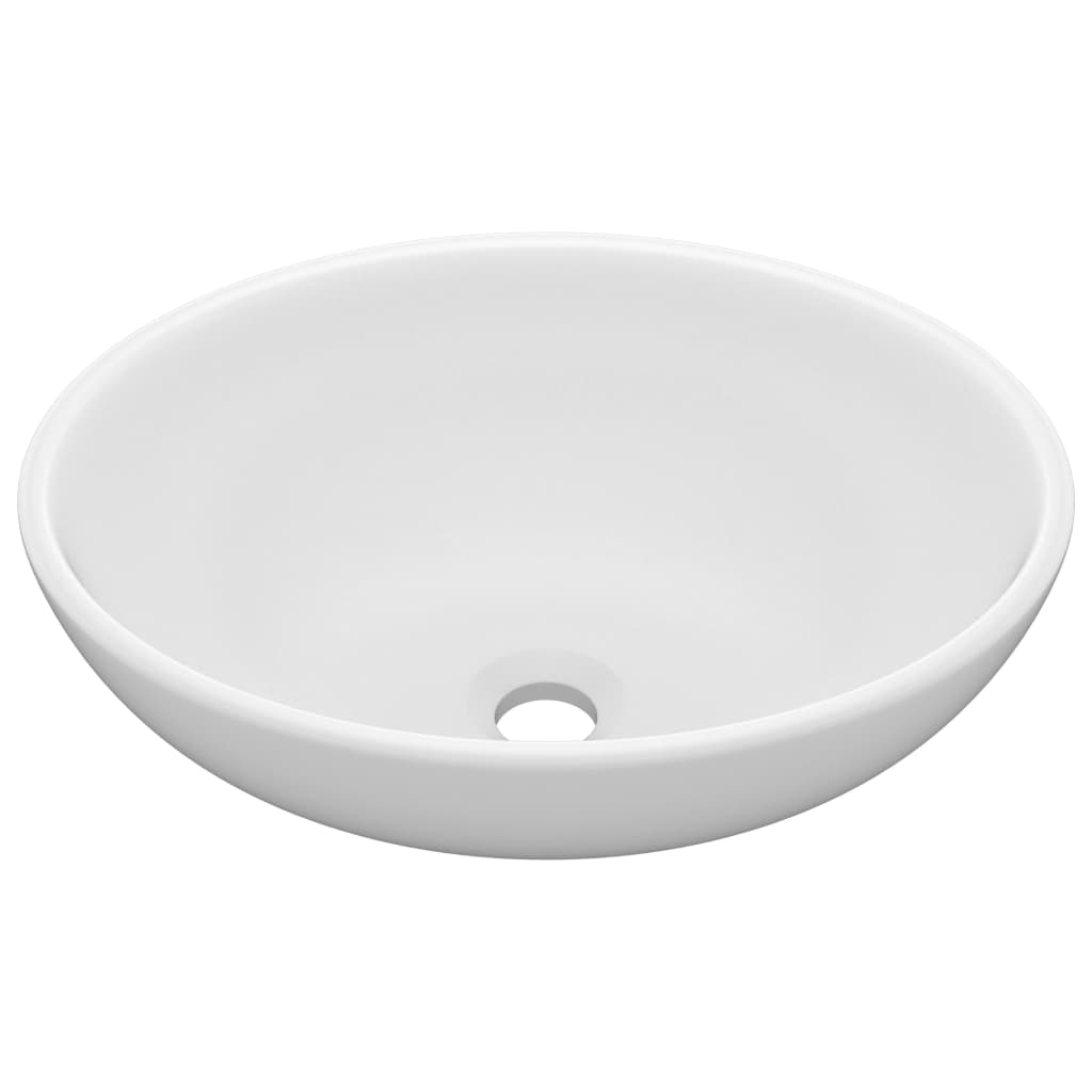 Luksuriøs servant ovalformet matt hvit 40x33 cm keramisk