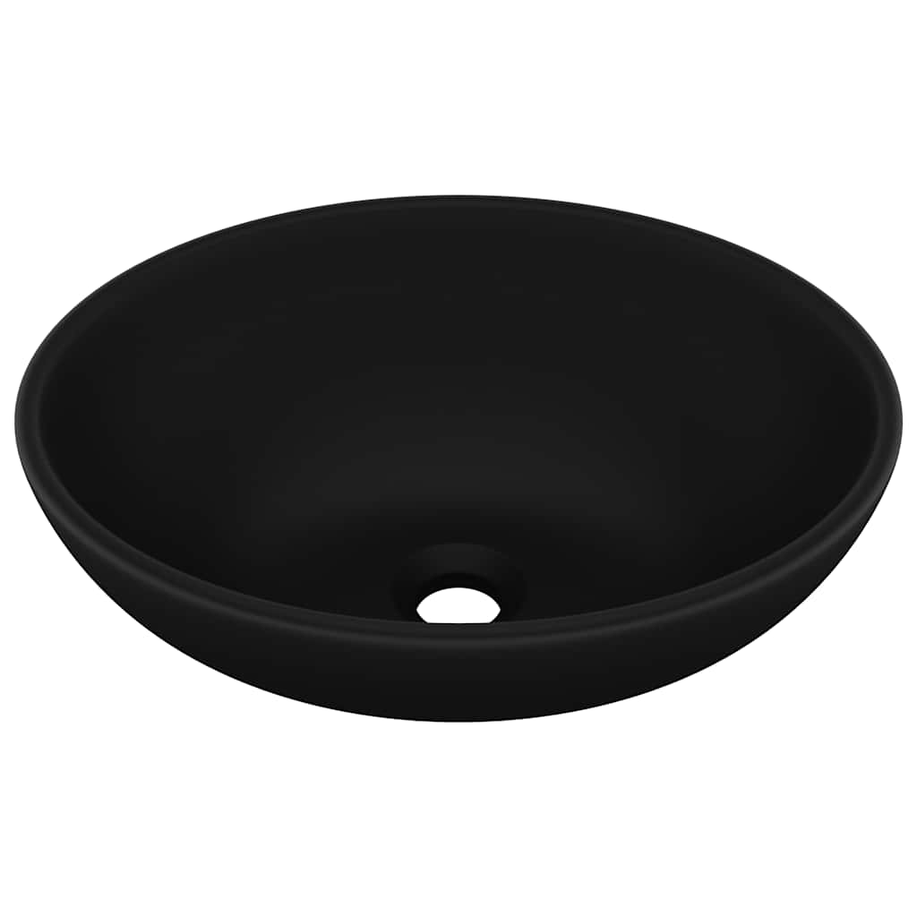 Luksuriøs servant ovalformet matt svart 40x33 cm keramisk