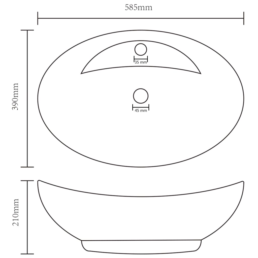 Luksuriøs servant overløp oval matt lyseblå 58,5x39 cm keramisk