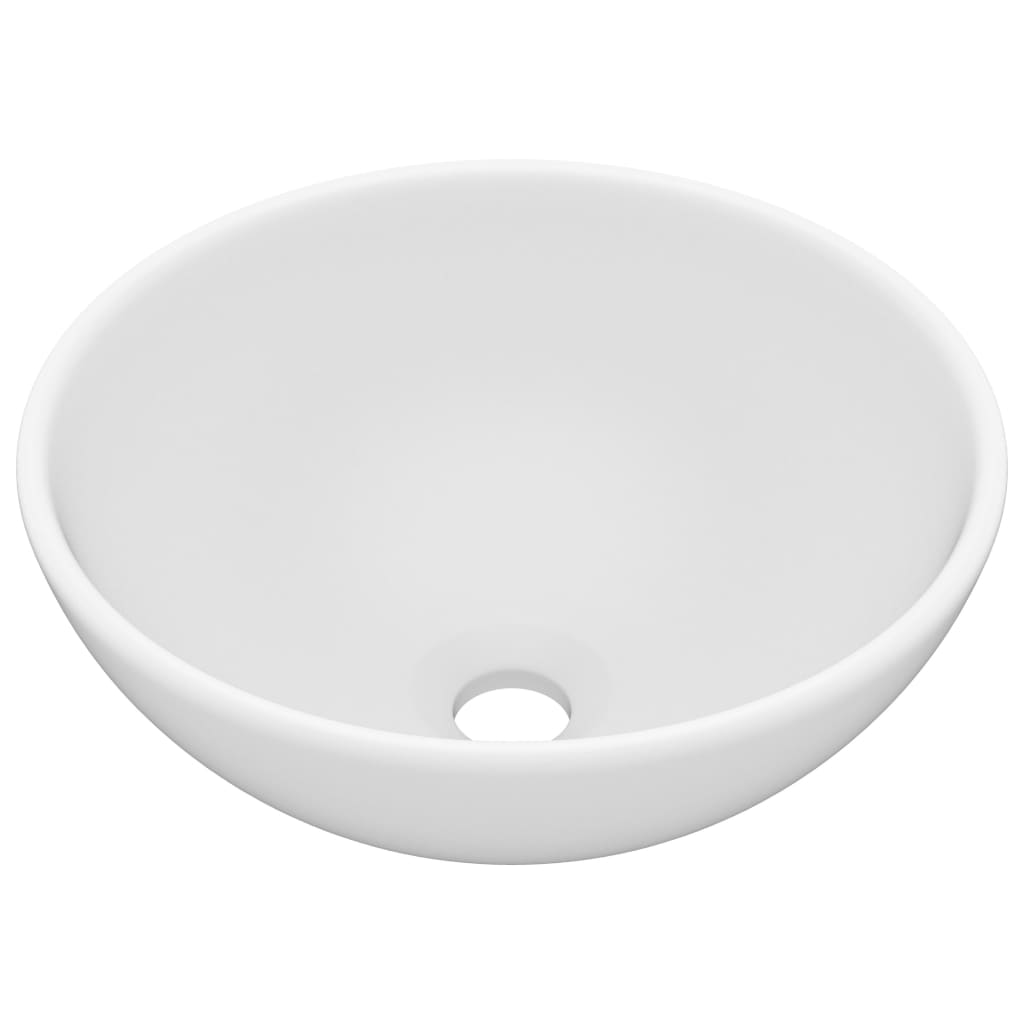 Luksuriøs servant rund matt hvit 32,5x14 cm keramisk