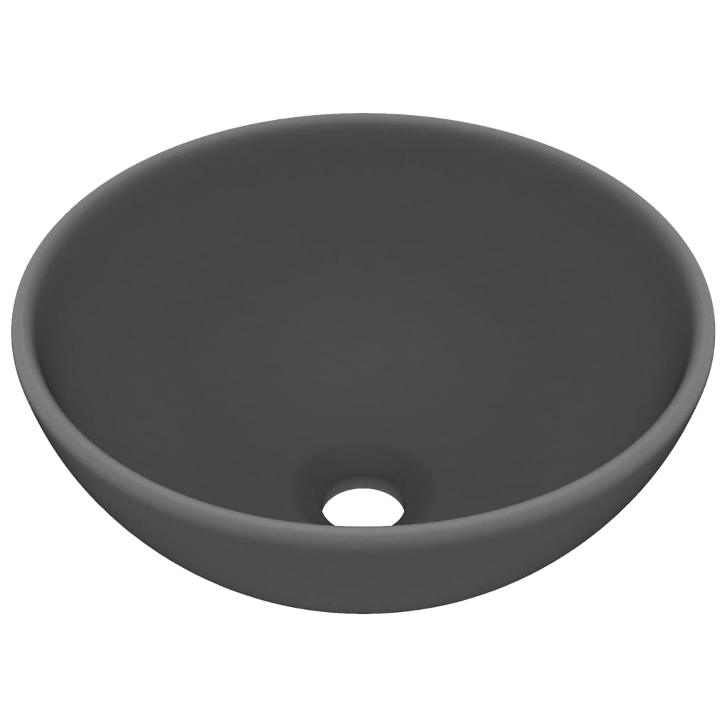 Luksuriøs servant rund matt mørkegrå 32,5x14 cm keramisk