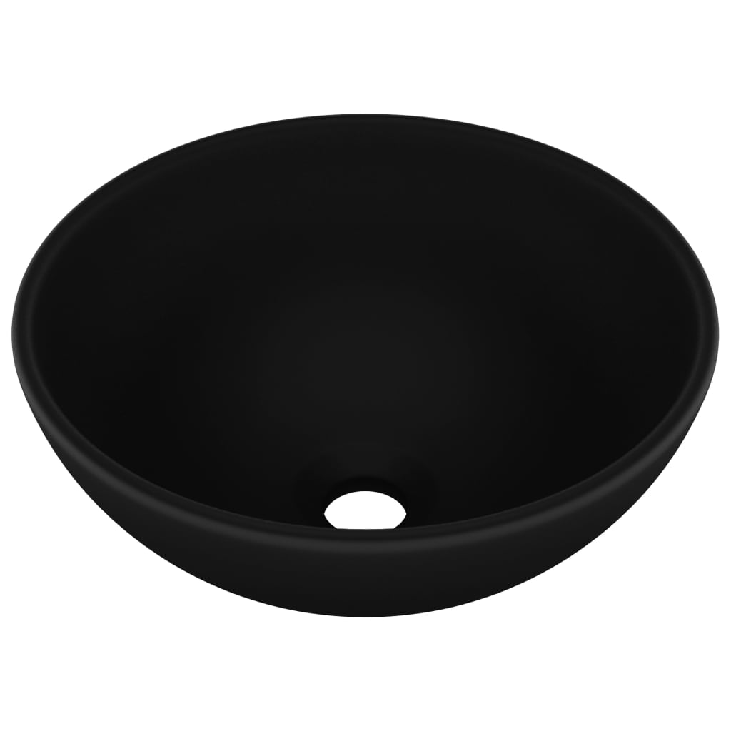 Luksuriøs servant rund matt svart 32,5x14 cm keramisk
