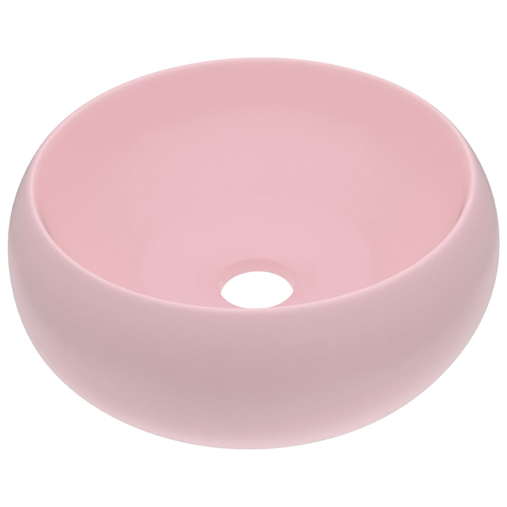 Luksuriøs servant rund matt rosa 40x15 cm keramisk