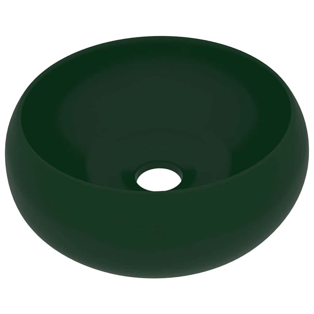 Luksuriøs servant rund matt mørkegrønn 40x15 cm keramisk
