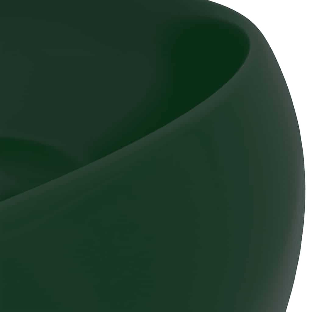 Luksuriøs servant rund matt mørkegrønn 40x15 cm keramisk